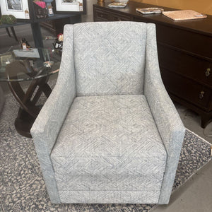 Brentwood Light Grey/Blue Patterned Upholstered Swivel Armchair