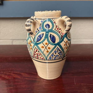 Vintage Hand Crafted 4 Handled Vase from North Africa