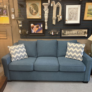 Stylus Blue Fabric 3-Seater Sofa w 2 Accent Pillows