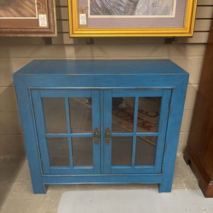 Jofran Aquitaine Small Accent Blue Cabinet w Glass Front