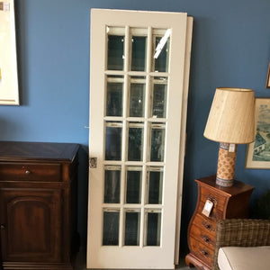 White Solid Wood Pocket Door - 15 Bevelled Glass Panes