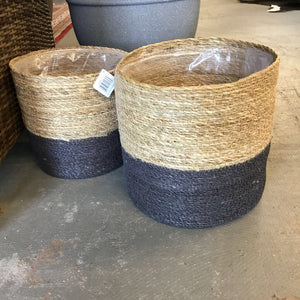Grey & Natural Woven Plant Baskets (Large)