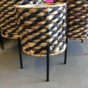Black & Natural Woven Plant Stand (Small)