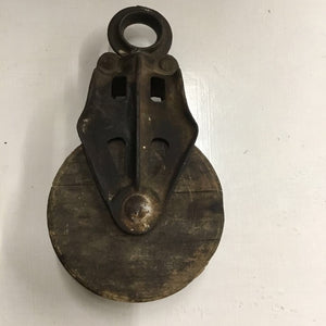 Antique Metal Wooden Pulley