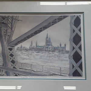 Signed Numbered Print Encouter Interprovincial Bridge in Silver Frame Artist Patrick C Fordyce