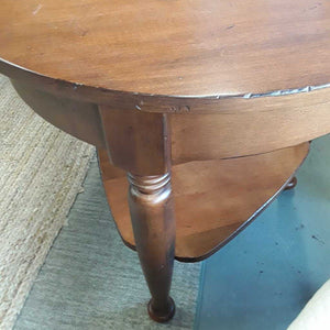 Round Maple Side Table w Bottom Shelf