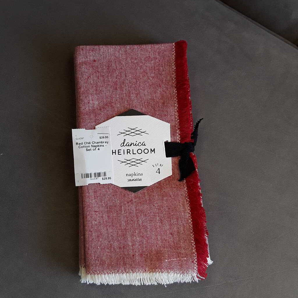 Red Chili Chambray Cotton Napkins - Set of 4