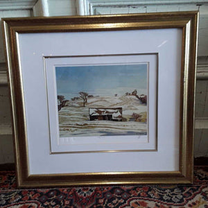 Early Winter A. J. Casson Matted Print in Gold Frame