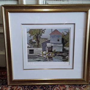 Lake Clarendon A. J. Casson Matted Print in Gold Frame