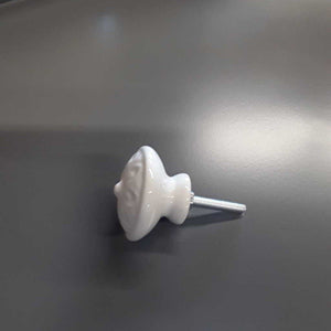 White Ceramic Embossed Knob Pull - Home 03