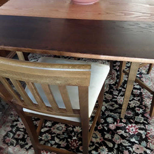 Square Wooden Bar Height Table w 4 Chairs - (Cream Seats)