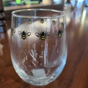 Bees Stemless Wine Glass - 27BUZZSG