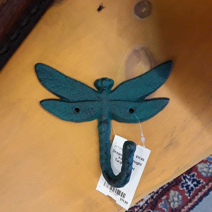 Dragonfly Wrought Iron Hook Turquoise FOUNDRY 738 TUR