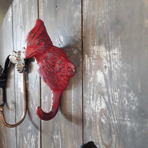 Red Cardinal Wrought Iron Coat Hook - IRONAGE 363