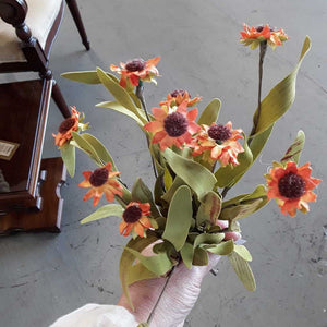 Orange Flowers w Brown Centers & Leaves T3172 ORG