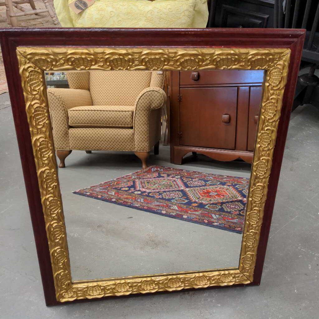 Antique Vintage Mirror Gold & Red Frame Eaton's Canada