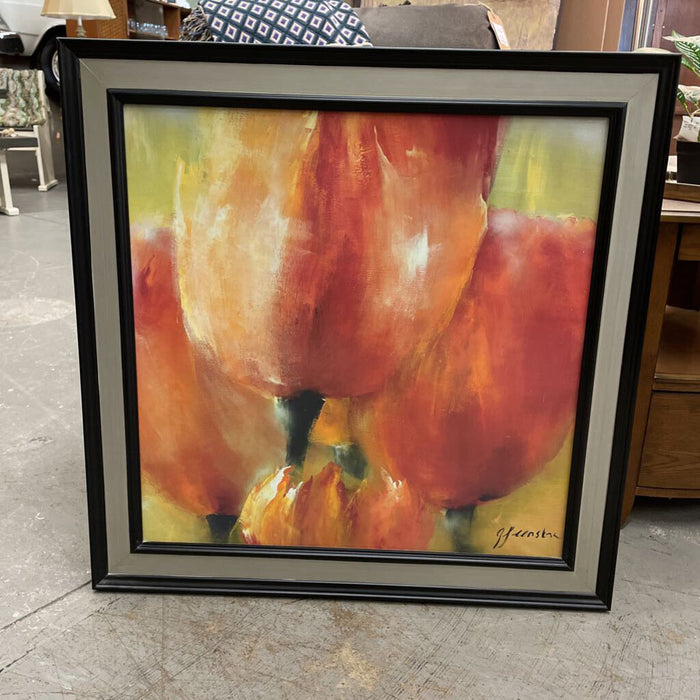 Orange Tulips in Black Frame