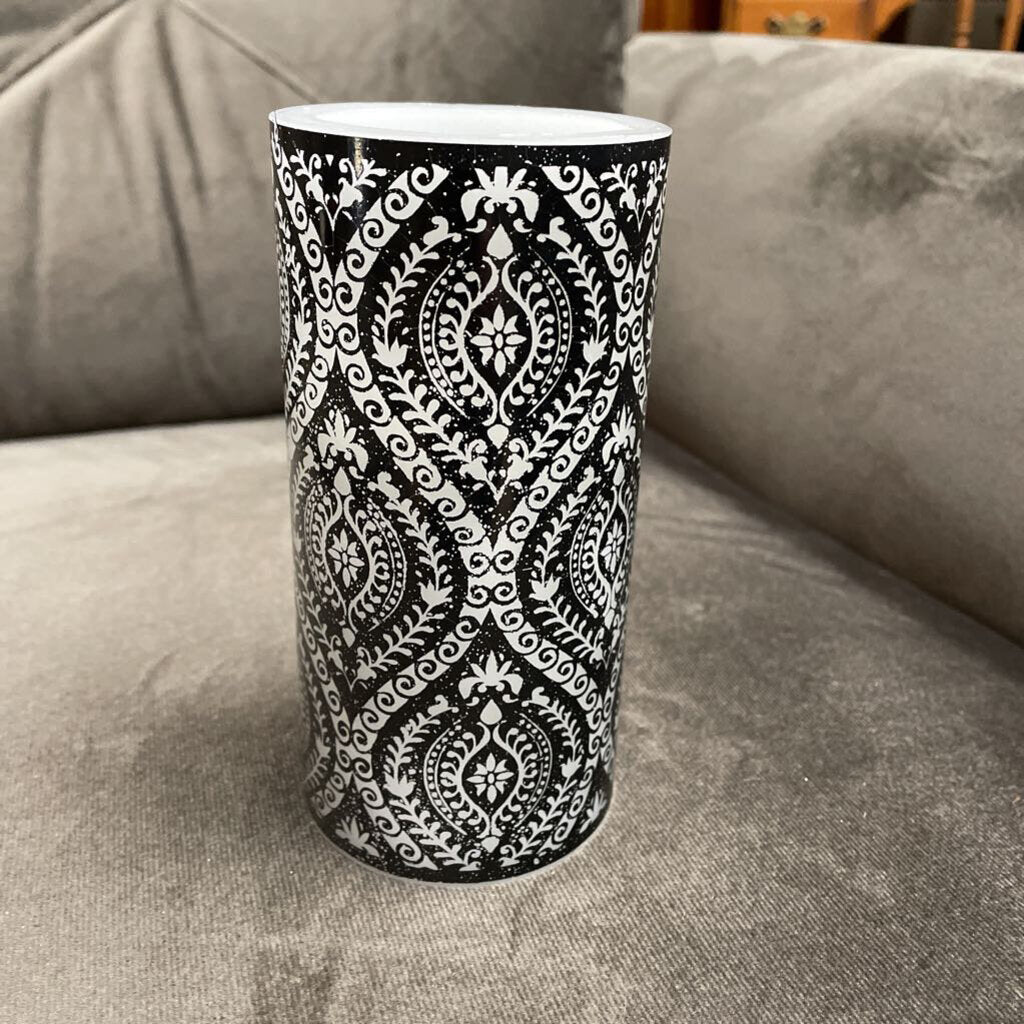 Black Printed Candle - LED 6"