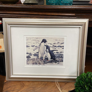 Penguin Pair in Silver Frame