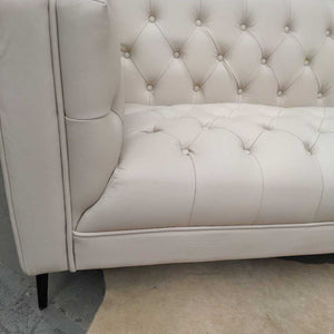 NEW MCM Cream Tufted Genuine Leather Sofa