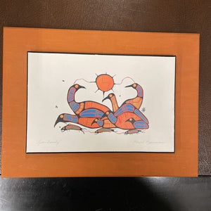 Print on Board by Norval Morrisseau - Loon Family