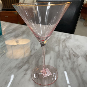 PInk Martini Glass w Gold Rim BLUSH MART