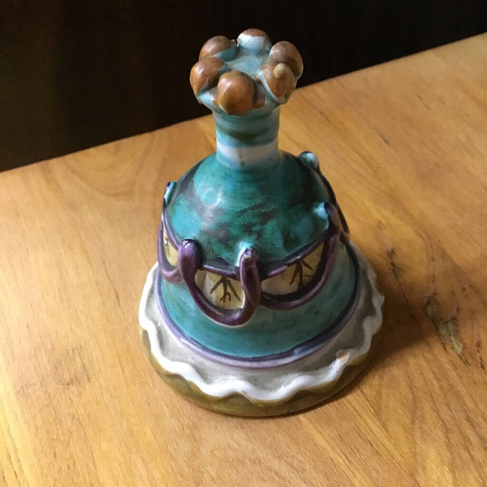 Teal + Purple Vintage Ceramic Bell