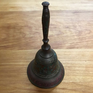 Antique Engraved Vintage Bell w Red/Yellow/Green