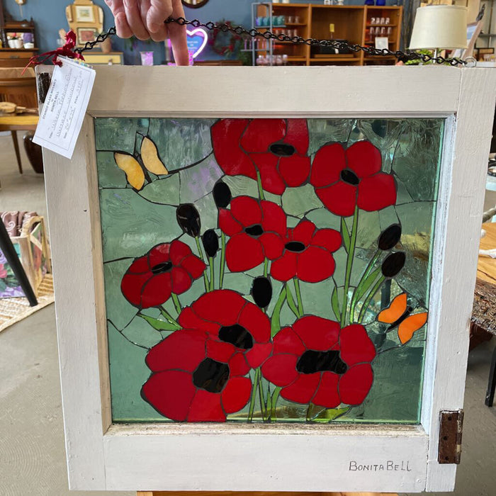 'Where Poppies Grow' Stained Glass by Local Artist - Bonita Bell