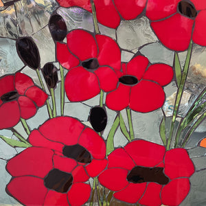'Where Poppies Grow' Stained Glass by Local Artist - Bonita Bell