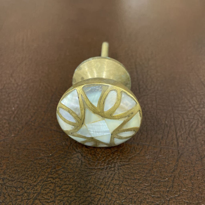 Brass and Pearl Drawer Pull Knob