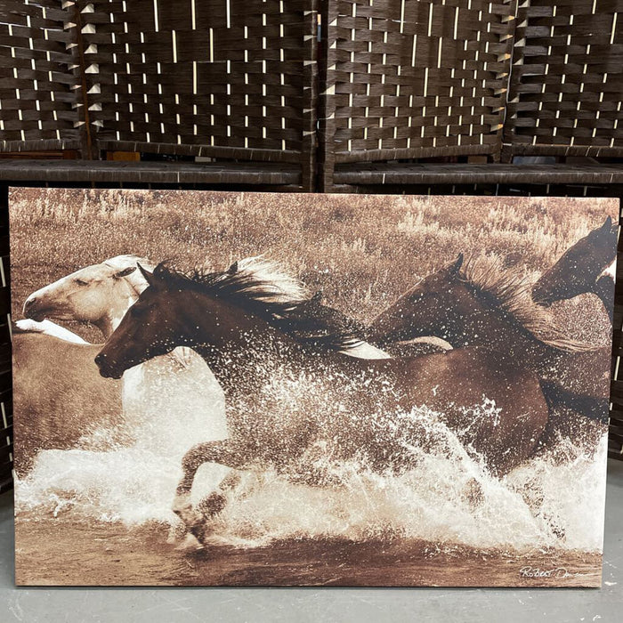 Sepia Wild Horses Canvas Print