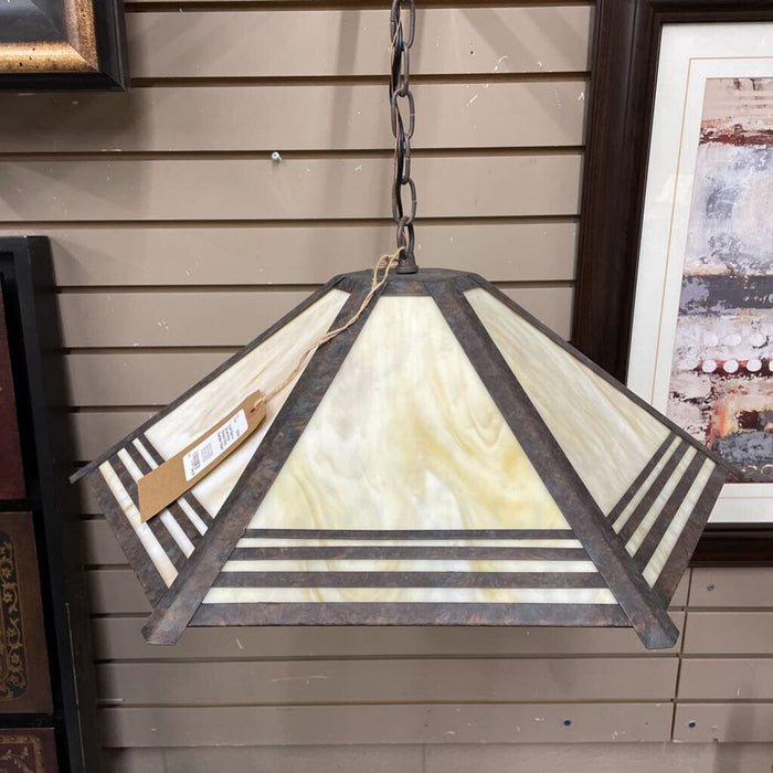 Cream Glass in Brown Metal - Pendant Wired Chandelier