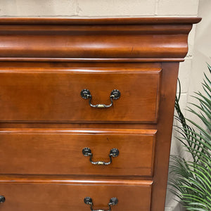 Mahogany Stained Tall Boy 5 Drawer Dresser