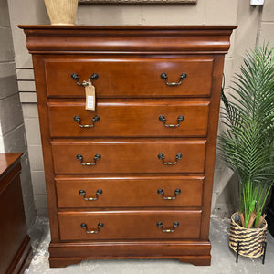 Mahogany Stained Tall Boy 5 Drawer Dresser