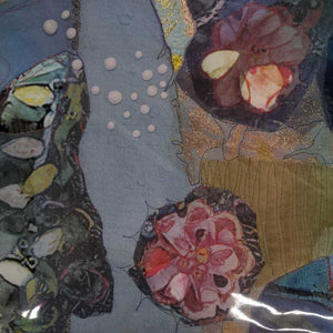 Unframed Textile Artwork - "Roses & Bluebirds" by Leisa Rich