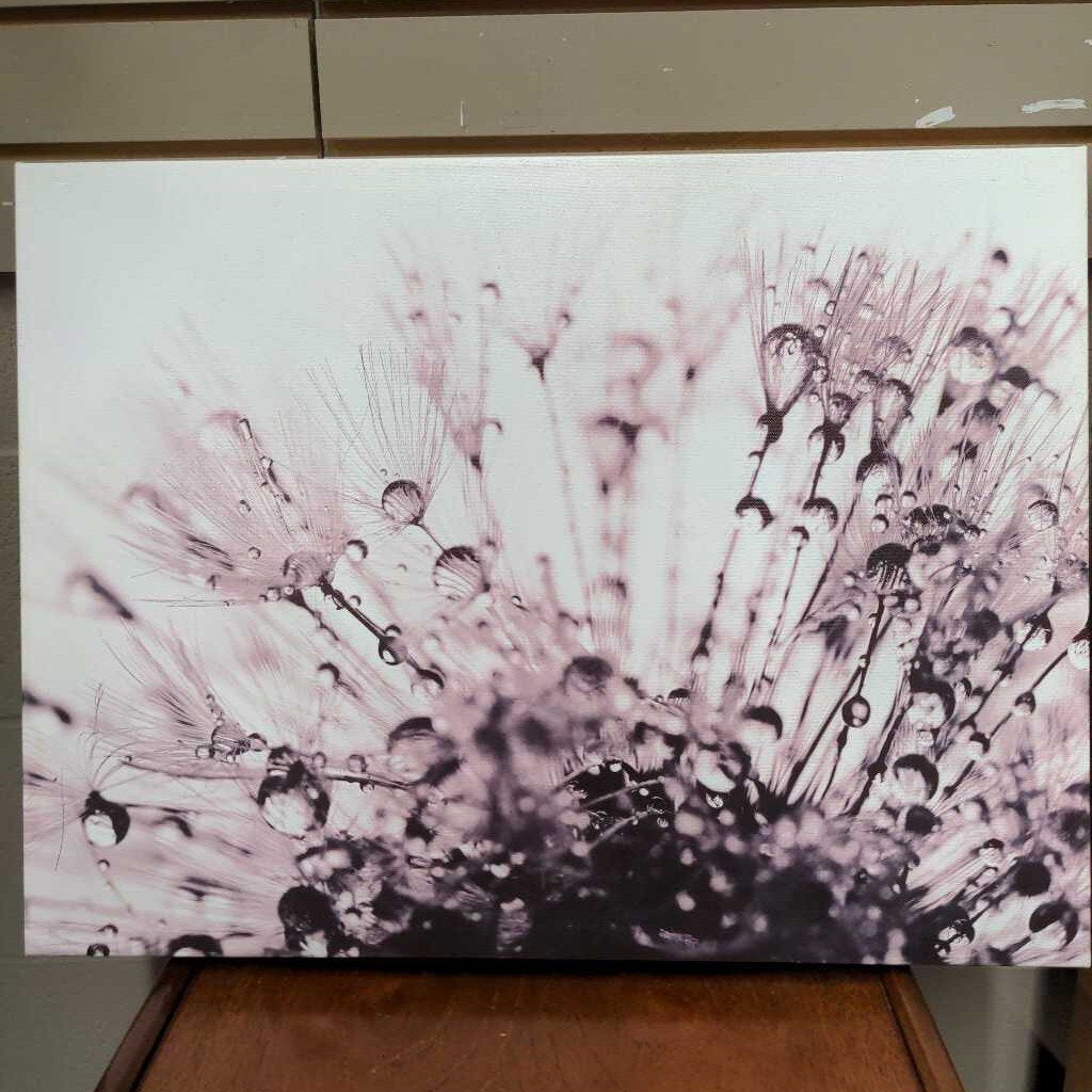 Water Droplets on Canvas - Purple & Black