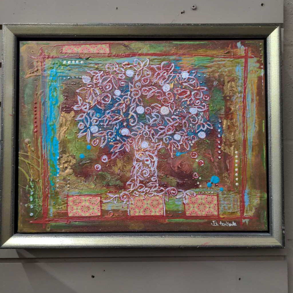Original Media Art in Gold Frame "Treetop Blessings"