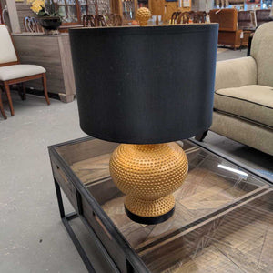 Gold Base Table Lamp w Black Shade