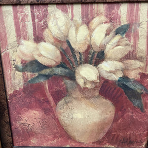 Art - Tulips in Pot (Rust) w Ornate Gold Frame
