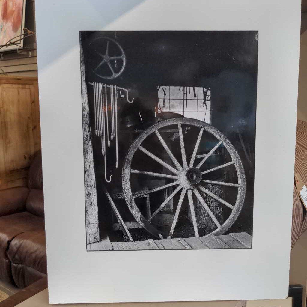 'Blacksmith Workshop' (Wheel) Photo Image w Mat - Local Artist - William Fitzgibbon