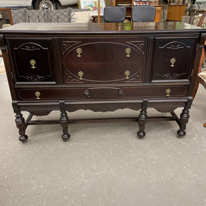 Solid Mahogany Wood Sideboard on Casters