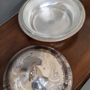 Silver Plated Glass Bowl w Cover