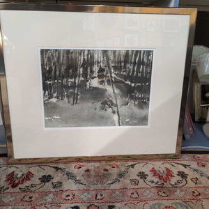Watercolor on Paper "Dark Forest" w Gold Metal Frame by David Sinclair