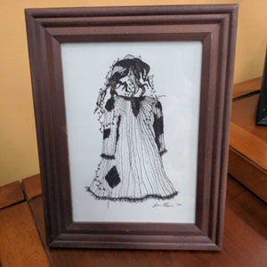 Ink Sketch Print In Frame 'Scarf and Tunic'