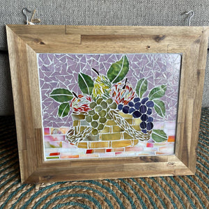 "Be Wonderful" Mosaic Art Piece in Natural Wood Frame