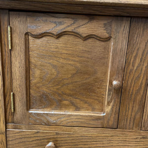 Antique Oak China Cabinet w Glass Doors