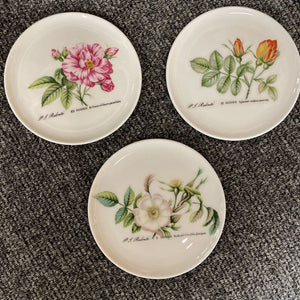 Set of 3 Porcelain Flat Dishes w Handpainted Floral Design (Hutschenreuther) from Germany