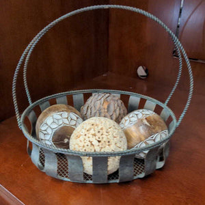 Metal Basket w Handle & Decorative Balls