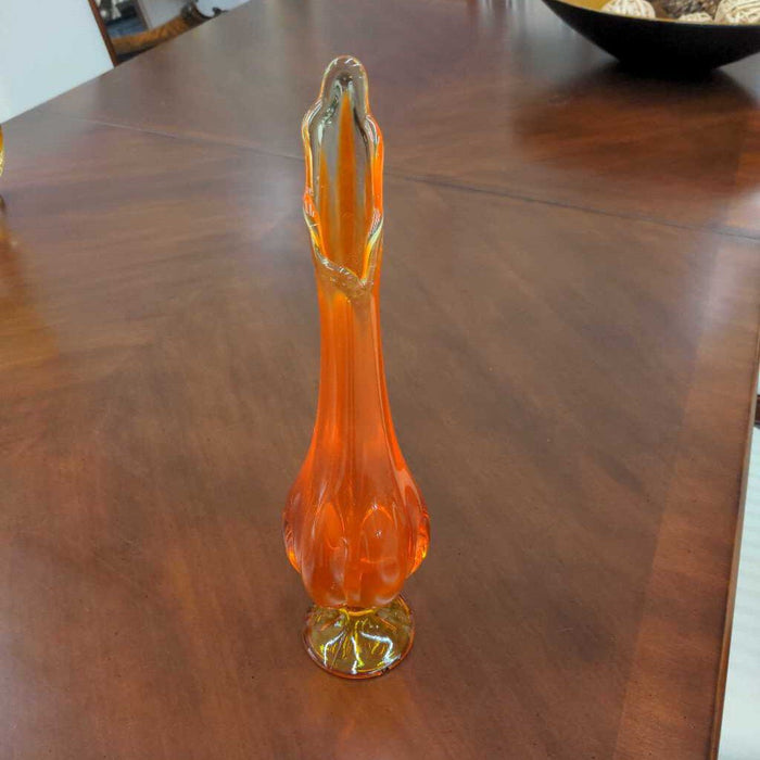 MCM Tangerine & Yellow Tall Art Glass Vase